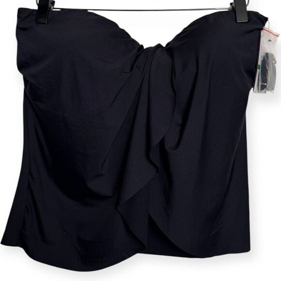 Vince Camuto Riviera Solids Draped Bandini Swim Top Black NWT - Picture 1 of 4
